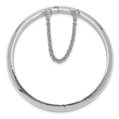 Sterling Silver Rhodium-plated Polished & Diamond-cut 5mm with Safety Clasp Hinged Children's Bangle QB790