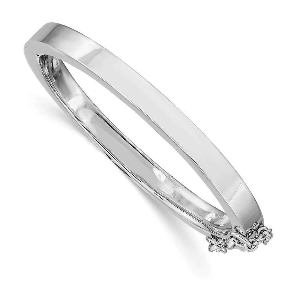 Sterling Silver RH-plated Polished 4mm w/ Safety Hinged Children's Bangle QB803