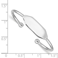 Sterling Silver Rhodium-plated Polished ID Children's Cuff Bangle QB836