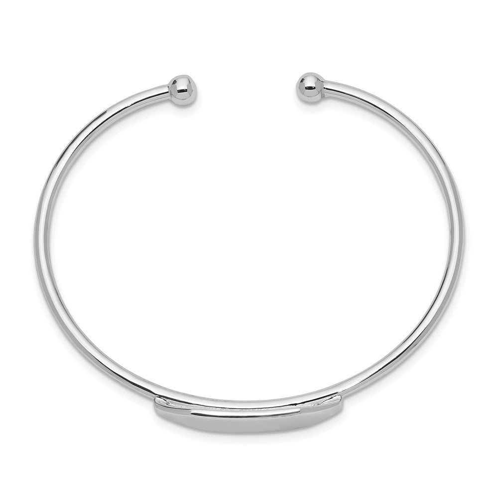 Sterling Silver Rhodium-plated Polished ID Children's Cuff Bangle QB838