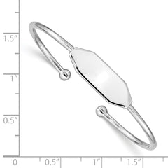 Sterling Silver Rhodium-plated Polished ID Children's Cuff Bangle QB838