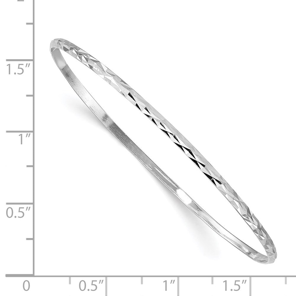 Sterling Silver RH-plated Polished & D/C 2mm Slip On Children's Bangle QB852
