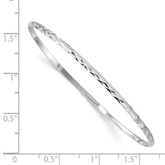 Sterling Silver RH-plated Polished & D/C 2mm Slip On Children's Bangle QB852