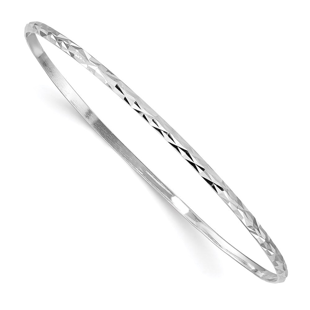 Sterling Silver RH-plated Polished & D/C 2mm Slip On Children's Bangle QB852