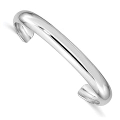 Sterling Silver Rhod-plated Polished & Domed 6mm Children's Cuff Bangle QB865