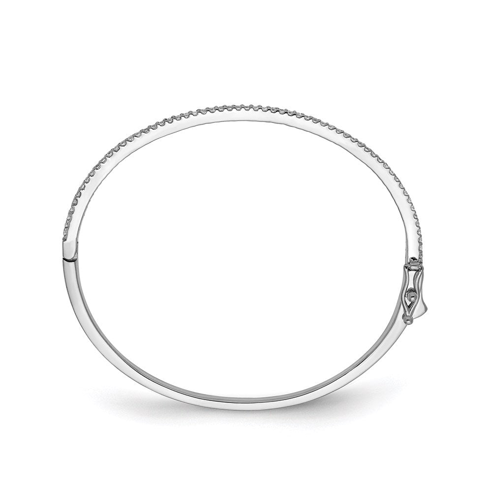 Sterling Shimmer Sterling Silver Rhodium-plated 62 Stone CZ Hinged Bangle Bracelet QB881