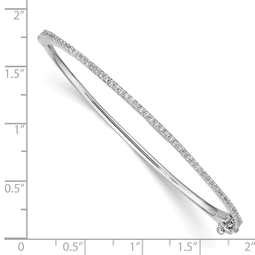 Sterling Shimmer Sterling Silver Rhodium-plated 62 Stone CZ Hinged Bangle Bracelet QB881