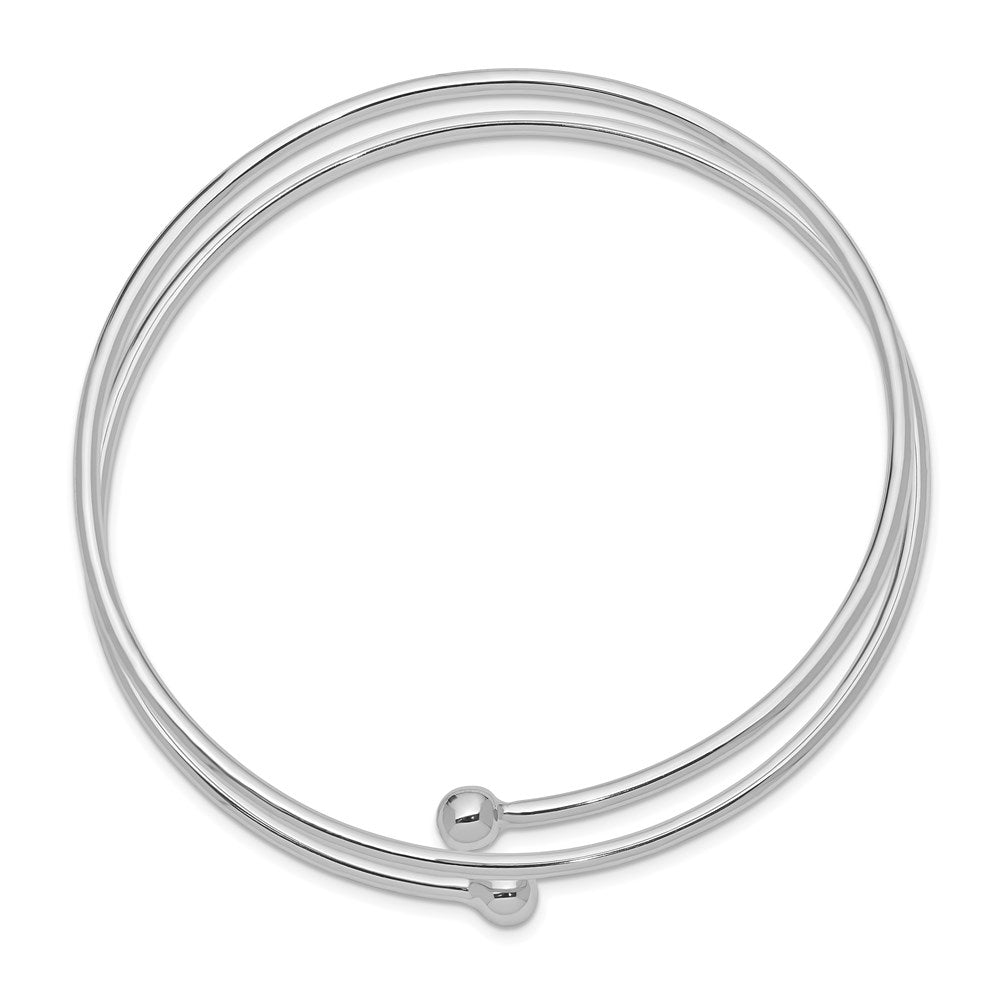 Sterling Silver Rhodium-plated Flexible Wrap Bangle QB899