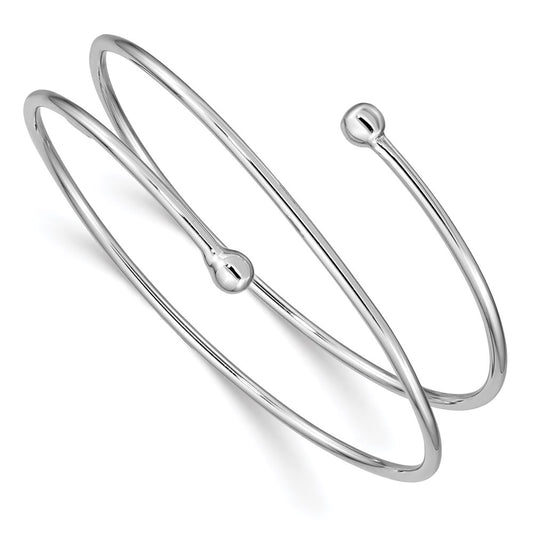 Sterling Silver Rhodium-plated Flexible Wrap Bangle QB899