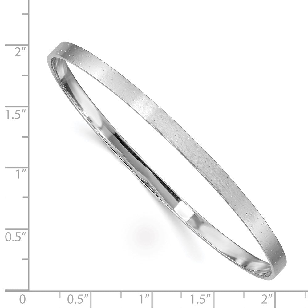 Sterling Silver Rhodium-plated 4.00mm Satin Slip-on Bangle QB900
