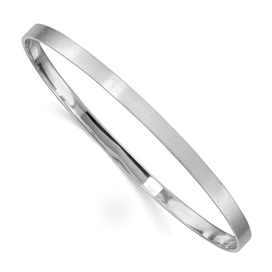 Sterling Silver Rhodium-plated 4.00mm Satin Slip-on Bangle QB900