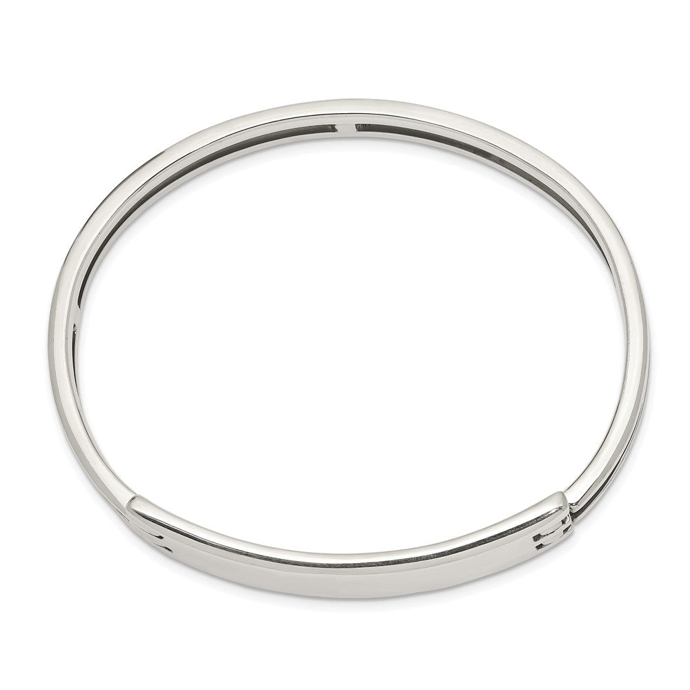 Sterling Silver ID Hinged Bangle QB908