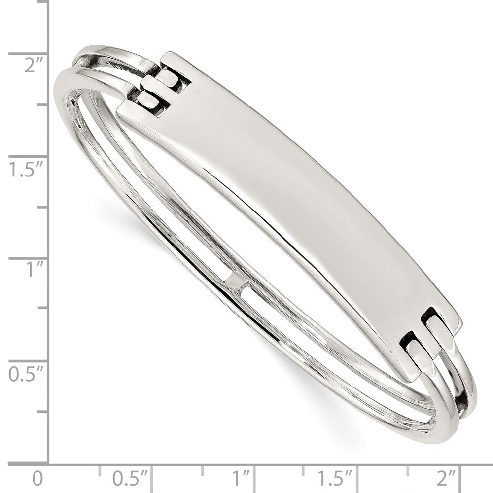 Sterling Silver ID Hinged Bangle QB908