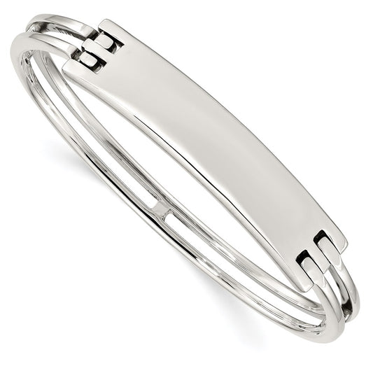 Sterling Silver ID Hinged Bangle QB908
