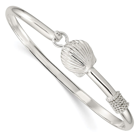 Sterling Silver Polished Shell Bangle QB909