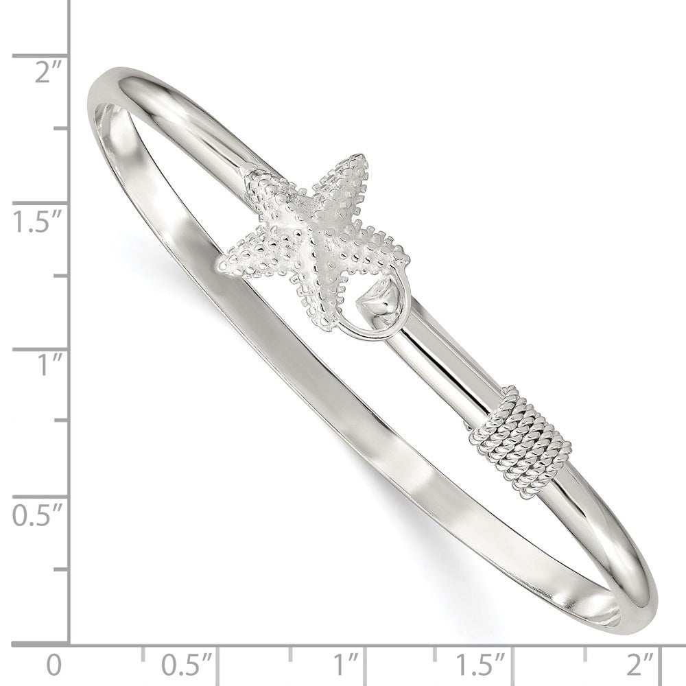 Sterling Silver Polished and Textured Starfish Bangle QB910