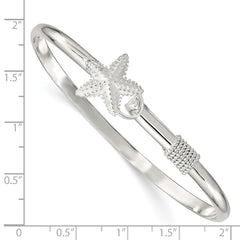Sterling Silver Polished and Textured Starfish Bangle QB910