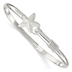 Sterling Silver Polished and Textured Starfish Bangle QB910
