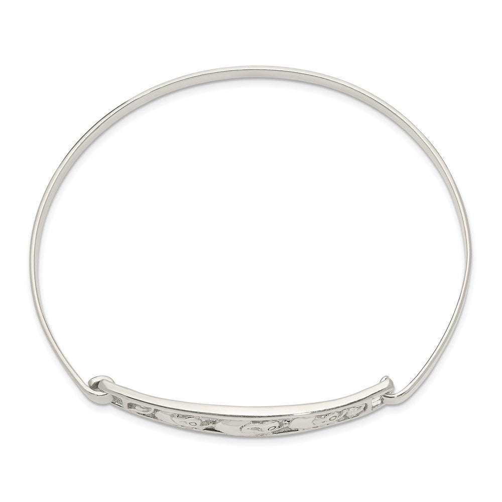 Sterling Silver Elephant Hinged Bangle QB915