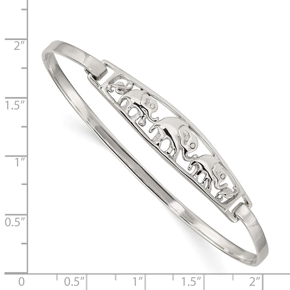 Sterling Silver Elephant Hinged Bangle QB915