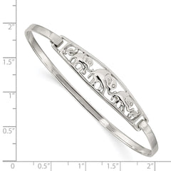 Sterling Silver Elephant Hinged Bangle QB915