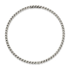 Sterling Silver Antiqued 3mm Twisted Slip-on Bangle QB920