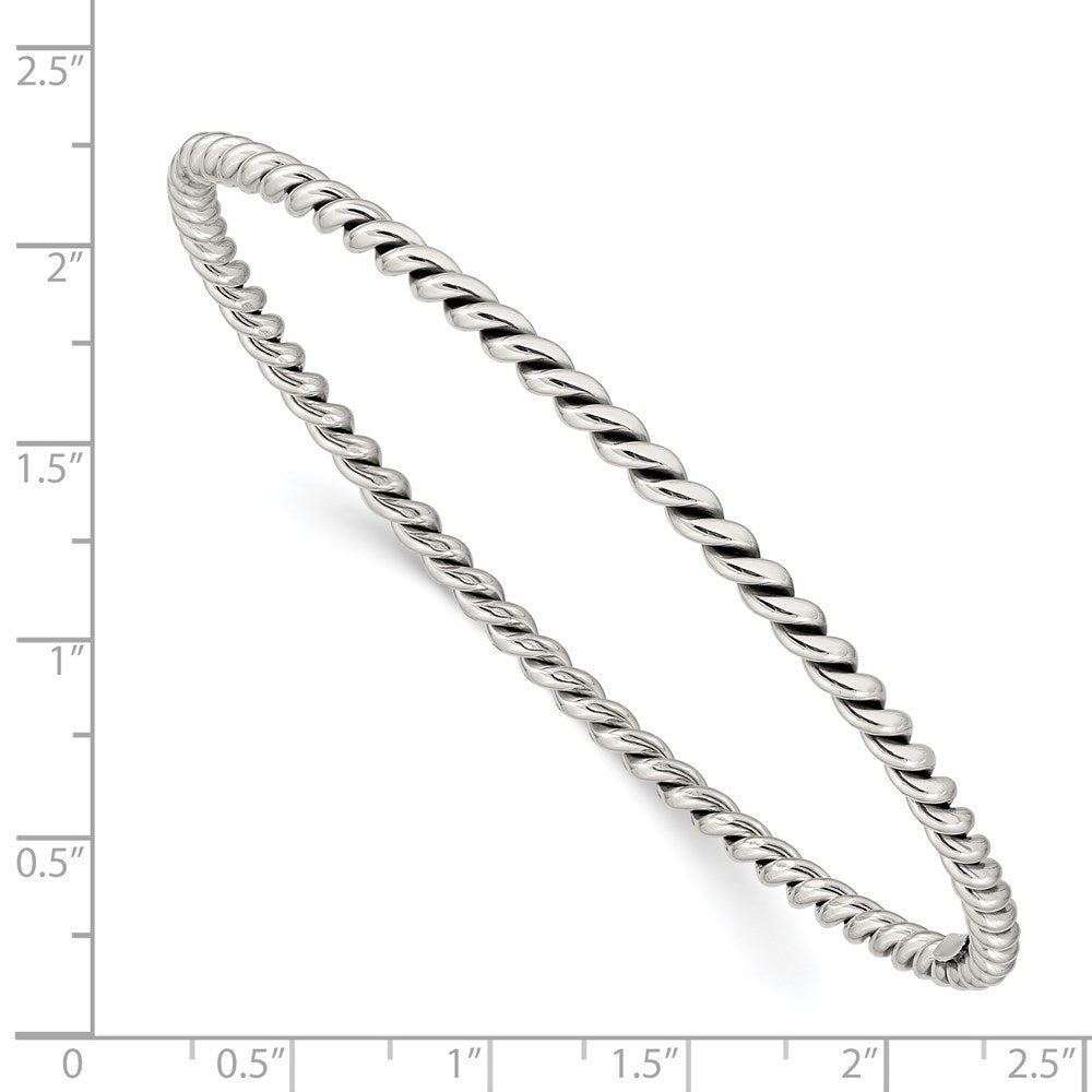 Sterling Silver Antiqued 3mm Twisted Slip-on Bangle QB920