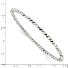 Sterling Silver Antiqued 3mm Twisted Slip-on Bangle QB920