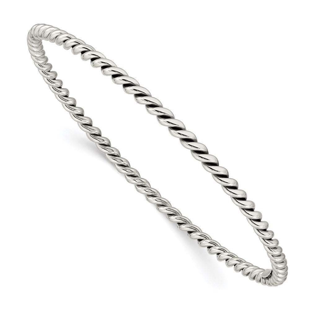 Sterling Silver Antiqued 3mm Twisted Slip-on Bangle QB920