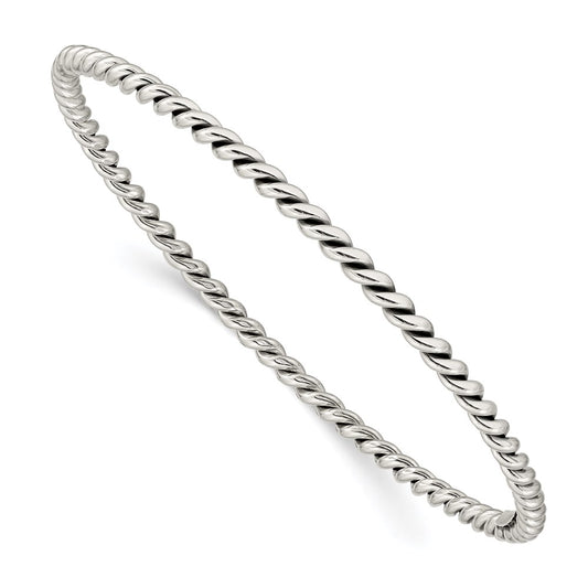 Sterling Silver Antiqued 3mm Twisted Slip-on Bangle QB920