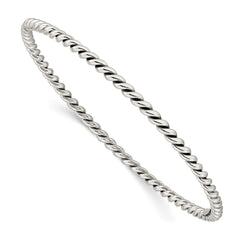 Sterling Silver Antiqued 3mm Twisted Slip-on Bangle QB920