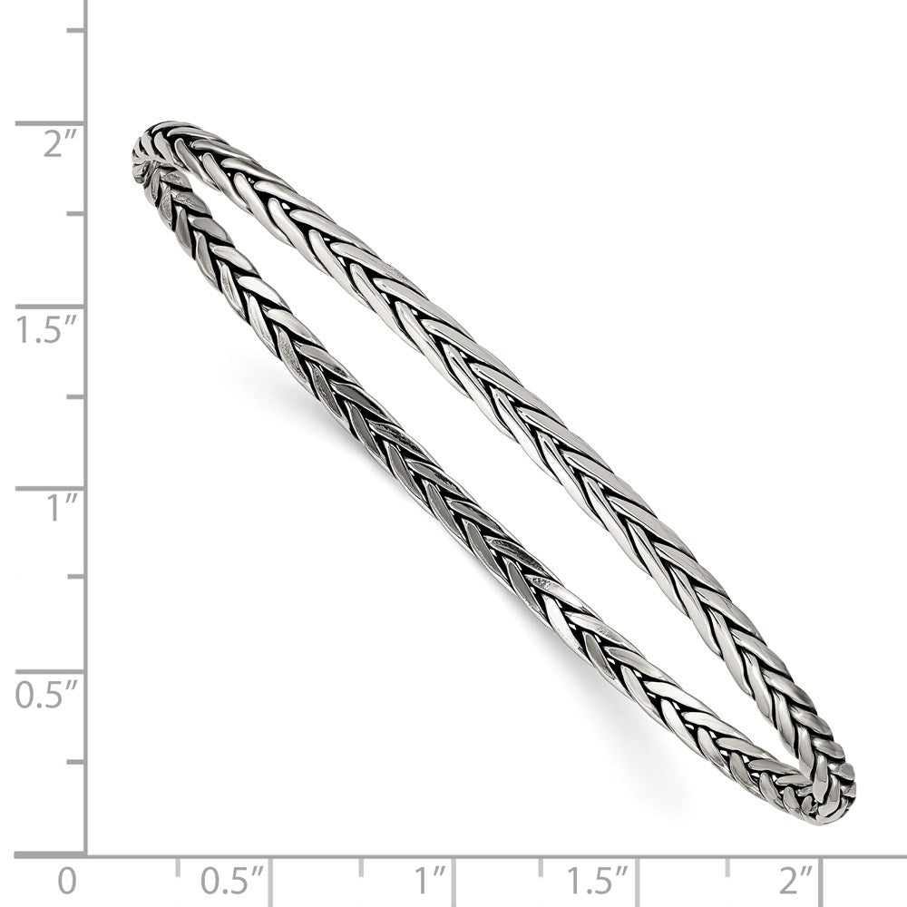 Sterling Silver Antiqued 3mm Slip-on Bangle QB922