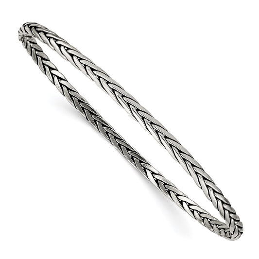 Sterling Silver Antiqued 3mm Slip-on Bangle QB922