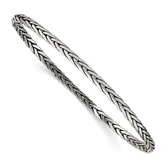 Sterling Silver Antiqued 3mm Slip-on Bangle QB922