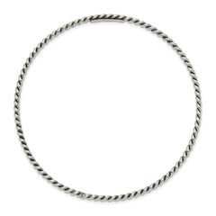 Sterling Silver Antiqued 2mm Twisted Slip-on Bangle QB926