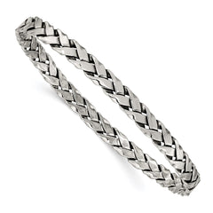 Sterling Silver Antiqued 5.25mm Slip-on Bangle QB928