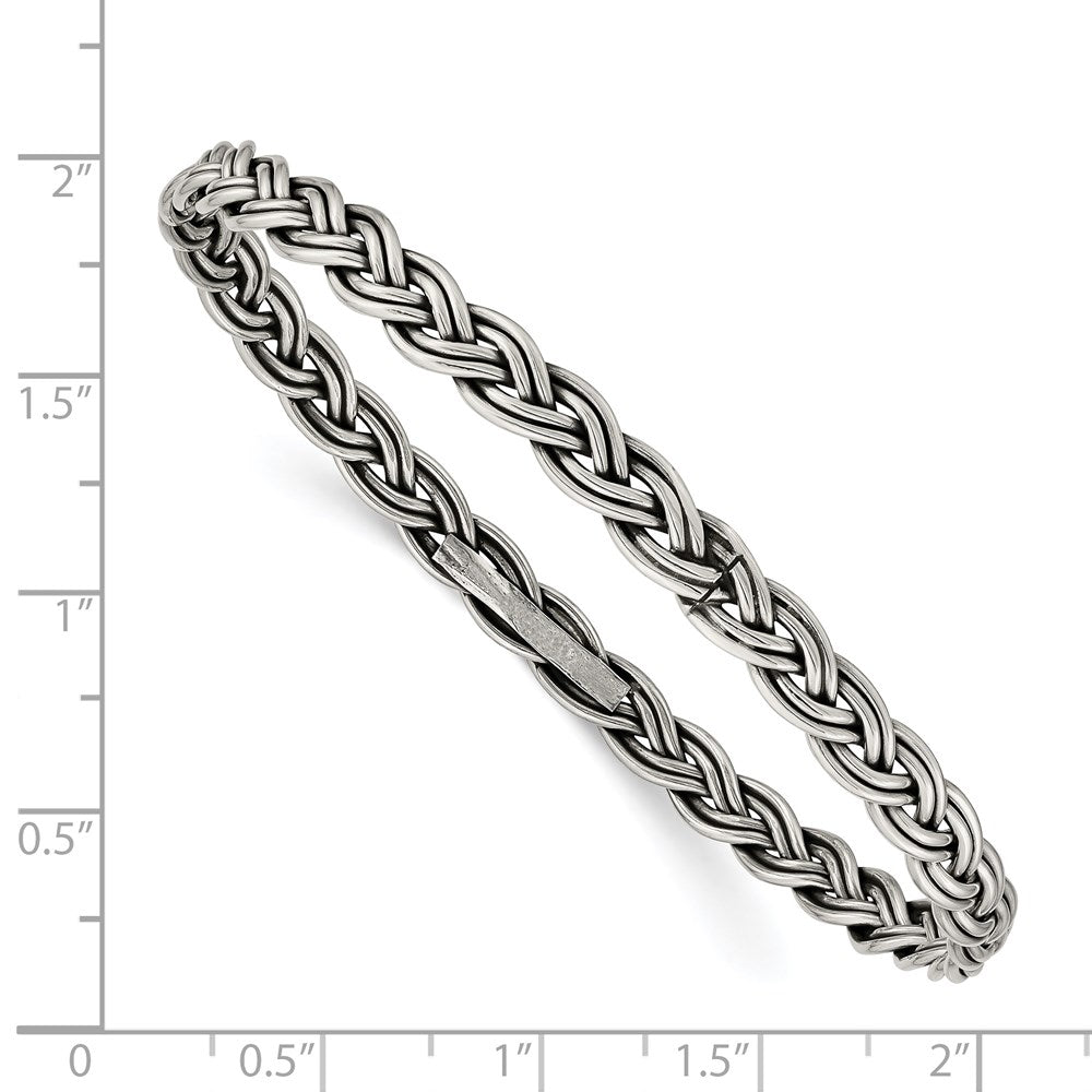 Sterling Silver Antiqued 5.25mm Slip-on Bangle QB930