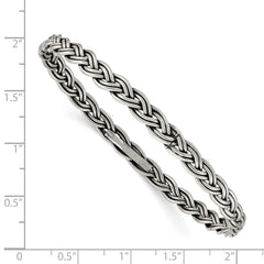 Sterling Silver Antiqued 5.25mm Slip-on Bangle QB930