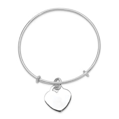 Sterling Silver Rhodium-plated Engraveable Heart Bangle QB938