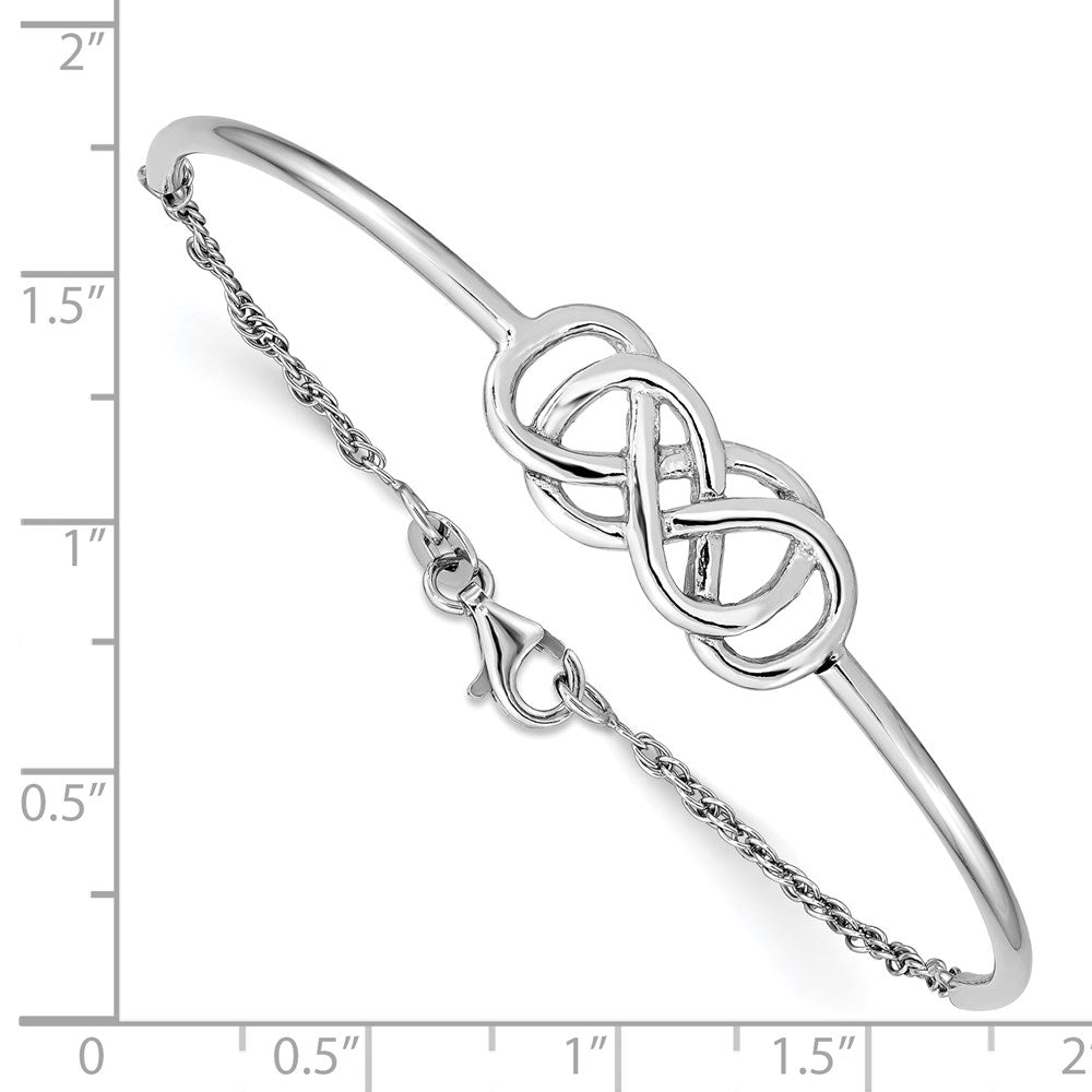Sterling Silver Rhodium-plated Double Infinity Symbol Bangle Bracelet QB939