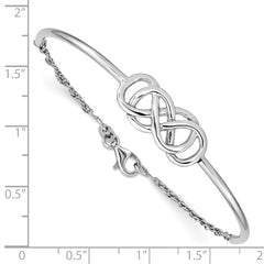 Sterling Silver Rhodium-plated Double Infinity Symbol Bangle Bracelet QB939