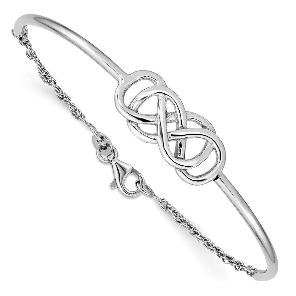Sterling Silver Rhodium-plated Double Infinity Symbol Bangle Bracelet QB939