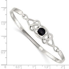 Sterling Silver Black Onyx Celtic Pattern Flexible Bangle Bracelet QB946