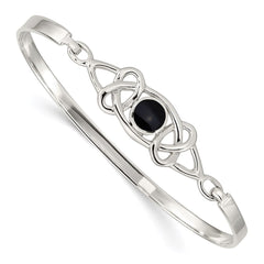 Sterling Silver Black Onyx Celtic Pattern Flexible Bangle Bracelet QB946