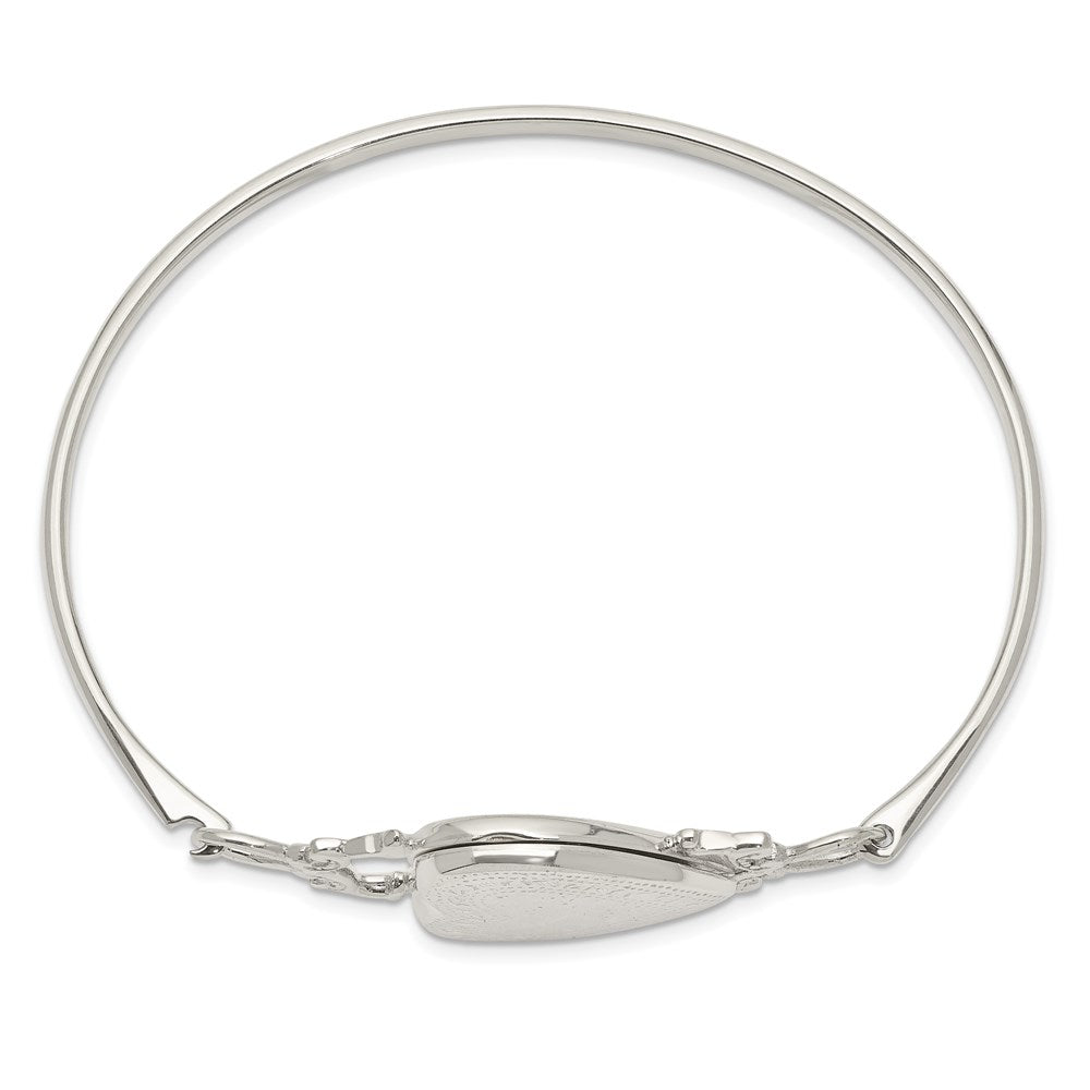 Sterling Silver 22mm Heart Locket Flexible Bangle Bracelet QB988