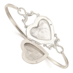 Sterling Silver 22mm Heart Locket Flexible Bangle Bracelet QB988