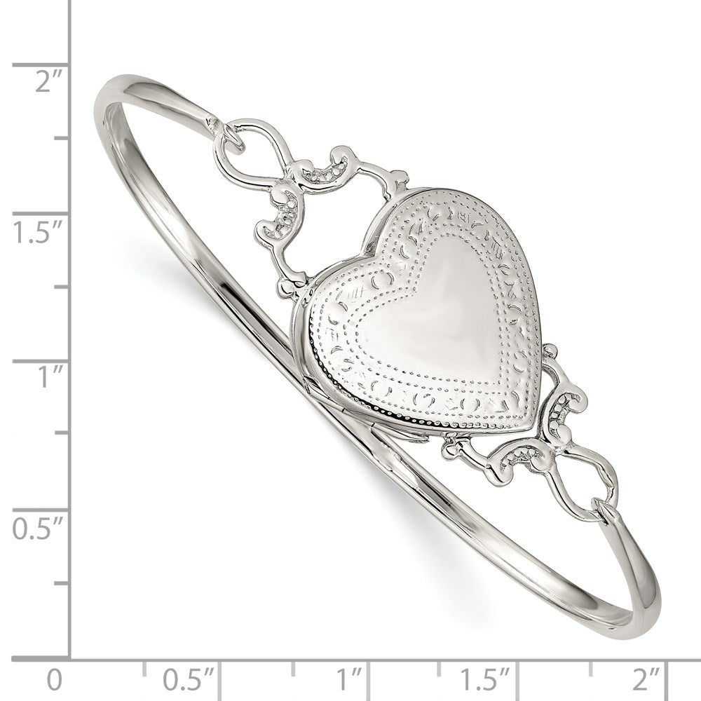 Sterling Silver 22mm Heart Locket Flexible Bangle Bracelet QB988