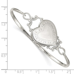 Sterling Silver 22mm Heart Locket Flexible Bangle Bracelet QB988