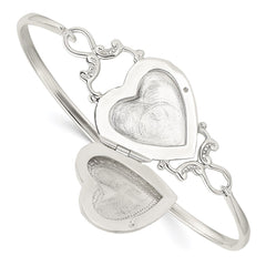 Sterling Silver 22mm Heart Locket Flexible Bangle Bracelet QB988
