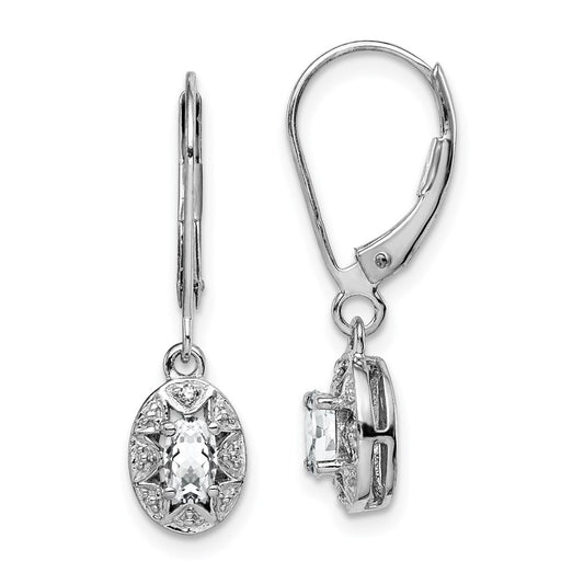 QBE10APR Sterling Silver Rhodium-plated Diam. & White Topaz Earrings
